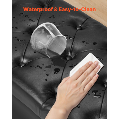 Παγκάκι Ωτορινολαρυγγικού με Κουμπιά VEVOR, Ξύλινα Πόδια από PU δέρμα, Μαύρο