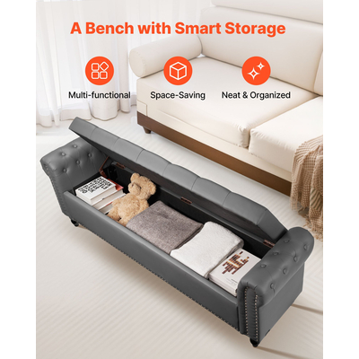 Παγκάκι Ωτορινολαρυγγικού με Κουμπιά VEVOR, Ξύλινα Πόδια από PU δέρμα, Γκρι