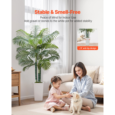 Τεχνητός Φοίνικας Areca VEVOR 1829 mm με Λευκή Γλάστρα Εσωτερικού Χώρου