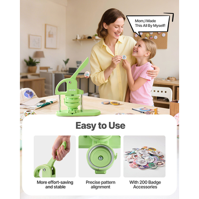 Μηχανή κατασκευής κουμπιών VEVOR Πλαστική μηχανή κατασκευής καρφιτσών 58 mm / 75 mm με 200 τεμάχια ανταλλακτικά