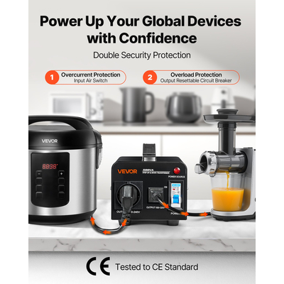 Μετασχηματιστής τάσης VEVOR 500VA για ανύψωση/καθυστέρηση 110V σε 220V/220V σε 110V