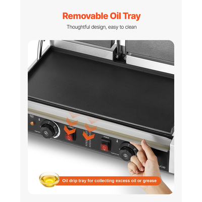 VEVOR Επαγγελματική Πρέσα Panini για Σάντουιτς, Πιάτο 48x23εκ.