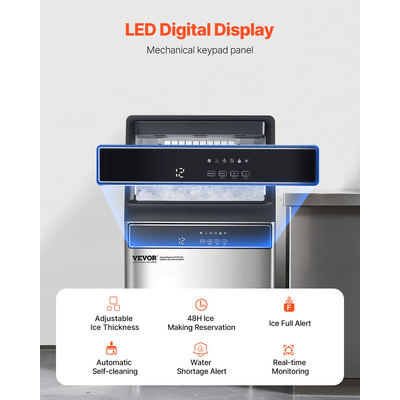 VEVOR Επαγγελματική παγομηχανή με ανεξάρτητη καμπίνα, 110 λίβρες/24 ώρες, 50 κύβοι πάγου