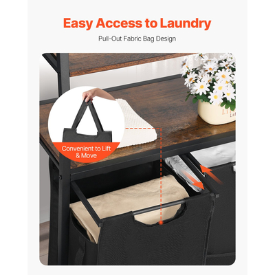 VEVOR 4 Επίπεδη Ψηλή Καλάθι Πλυντηρίου με Ράφια & Γάντζους 2 Τμημάτων