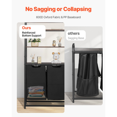 VEVOR 4 Επίπεδη Ψηλή Καλάθι Πλυντηρίου με Ράφια & Γάντζους 2 Τμημάτων