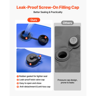 Σακούλες νερού διπλού θαλάμου VEVOR 26 Gauge για κάλυμμα πισίνας, 6 τεμάχια, 4 πόδια