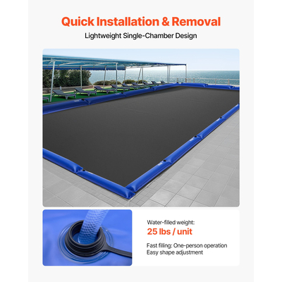 Σακούλες νερού διπλού θαλάμου VEVOR 26 Gauge για κάλυμμα πισίνας, 6 τεμάχια, 4 πόδια