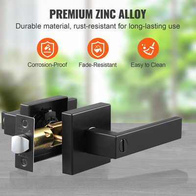 Λαβή πόρτας απορρήτου 1 τεμάχιο ματ μαύρο τετράγωνο μοχλό πόρτας εσωτερικός αναστρέψιμος μοχλός