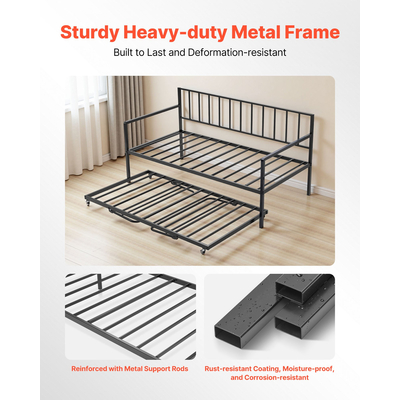 VEVOR Διπλό κρεβάτι ημέρας με ρυθμιζόμενο ύψος και βάση φόρτισης LED