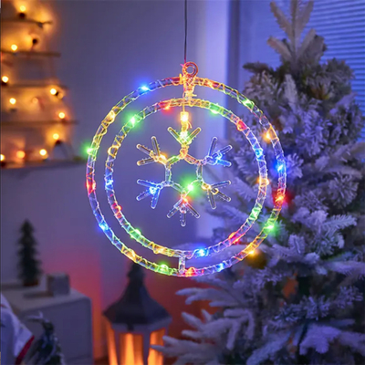 Χριστουγεννιάτικο φωτεινό διακοσμητικό 3D LED κρεμαστό - Xιονονιφάδα - 2pcs - 272309 - RGB