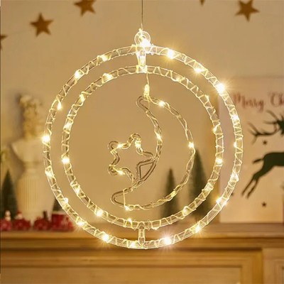 Χριστουγεννιάτικο φωτεινό διακοσμητικό 3D LED κρεμαστό - Φεγγάρι - 2pcs - 272310 - Warm White