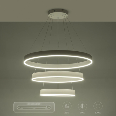 GLOBOSTAR® VENOM TRIO 61189 Μοντέρνο Κρεμαστό Φωτιστικό Οροφής LED 120W 14158lm 120° AC 220-240V IP20 Ρυθμιζόμενο Λευκό CCT με Χειριστήριο από 2700K έως 6000K Dimmable - Lumileds SMD Chip - Λευκό Ματ - Μ80 x Π80 x Υ60cm - 3 Χρόνια Εγγύηση