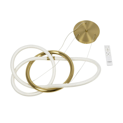 kelvo® GLOW 61657 Μοντέρνο Κρεμαστό Φωτιστικό Οροφής LED 30W 3000lm 360° AC 220-240V IP20 Ρυθμιζόμενο Λευκό CCT με Χειριστήριο από 2700K έως 6000K Dimmable - Lumileds SMD Chip - Χρυσό Πλατίνα & Λευκό Νήμα - Μ40 x Π40 x Υ35cm - 3 Χρόνια Εγγύηση