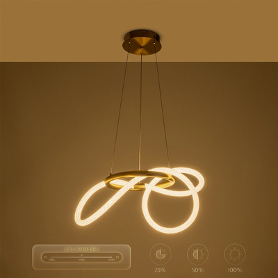 kelvo® GLOW 61657 Μοντέρνο Κρεμαστό Φωτιστικό Οροφής LED 30W 3000lm 360° AC 220-240V IP20 Ρυθμιζόμενο Λευκό CCT με Χειριστήριο από 2700K έως 6000K Dimmable - Lumileds SMD Chip - Χρυσό Πλατίνα & Λευκό Νήμα - Μ40 x Π40 x Υ35cm - 3 Χρόνια Εγγύηση