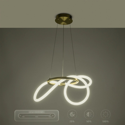 kelvo® GLOW 61657 Μοντέρνο Κρεμαστό Φωτιστικό Οροφής LED 30W 3000lm 360° AC 220-240V IP20 Ρυθμιζόμενο Λευκό CCT με Χειριστήριο από 2700K έως 6000K Dimmable - Lumileds SMD Chip - Χρυσό Πλατίνα & Λευκό Νήμα - Μ40 x Π40 x Υ35cm - 3 Χρόνια Εγγύηση