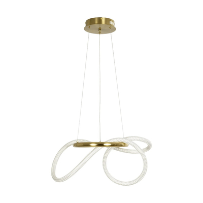 kelvo® GLOW 61657 Μοντέρνο Κρεμαστό Φωτιστικό Οροφής LED 30W 3000lm 360° AC 220-240V IP20 Ρυθμιζόμενο Λευκό CCT με Χειριστήριο από 2700K έως 6000K Dimmable - Lumileds SMD Chip - Χρυσό Πλατίνα & Λευκό Νήμα - Μ40 x Π40 x Υ35cm - 3 Χρόνια Εγγύηση