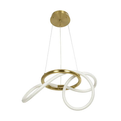 kelvo® GLOW 61657 Μοντέρνο Κρεμαστό Φωτιστικό Οροφής LED 30W 3000lm 360° AC 220-240V IP20 Ρυθμιζόμενο Λευκό CCT με Χειριστήριο από 2700K έως 6000K Dimmable - Lumileds SMD Chip - Χρυσό Πλατίνα & Λευκό Νήμα - Μ40 x Π40 x Υ35cm - 3 Χρόνια Εγγύηση