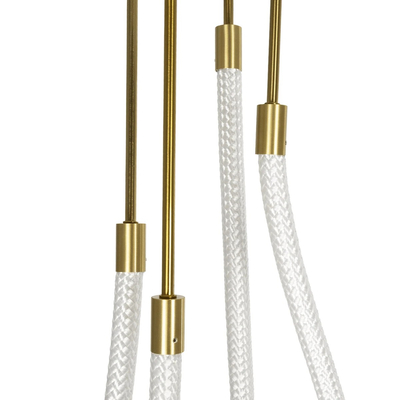 kelvo® GLOW 61672 Μοντέρνο Κρεμαστό Φωτιστικό Οροφής LED 42W 4200lm 360° AC 220-240V IP20 Ρυθμιζόμενο Λευκό CCT με Χειριστήριο από 2700K έως 6000K Dimmable - Lumileds SMD Chip - Χρυσό Πλατίνα & Λευκό Νήμα - Μ50 x Π50 x Υ70cm - 3 Χρόνια Εγγύηση