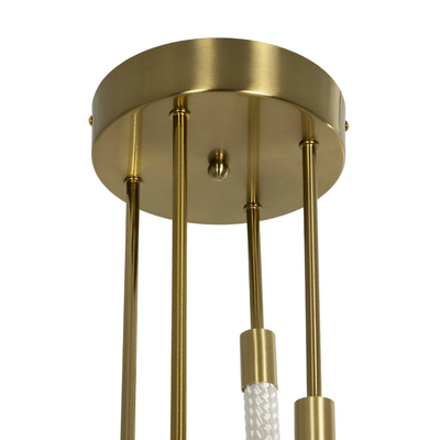 kelvo® GLOW 61672 Μοντέρνο Κρεμαστό Φωτιστικό Οροφής LED 42W 4200lm 360° AC 220-240V IP20 Ρυθμιζόμενο Λευκό CCT με Χειριστήριο από 2700K έως 6000K Dimmable - Lumileds SMD Chip - Χρυσό Πλατίνα & Λευκό Νήμα - Μ50 x Π50 x Υ70cm - 3 Χρόνια Εγγύηση