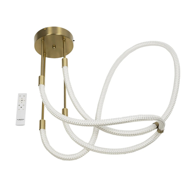 kelvo® GLOW 61672 Μοντέρνο Κρεμαστό Φωτιστικό Οροφής LED 42W 4200lm 360° AC 220-240V IP20 Ρυθμιζόμενο Λευκό CCT με Χειριστήριο από 2700K έως 6000K Dimmable - Lumileds SMD Chip - Χρυσό Πλατίνα & Λευκό Νήμα - Μ50 x Π50 x Υ70cm - 3 Χρόνια Εγγύηση