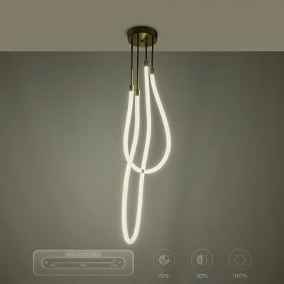 kelvo® GLOW 61672 Μοντέρνο Κρεμαστό Φωτιστικό Οροφής LED 42W 4200lm 360° AC 220-240V IP20 Ρυθμιζόμενο Λευκό CCT με Χειριστήριο από 2700K έως 6000K Dimmable - Lumileds SMD Chip - Χρυσό Πλατίνα & Λευκό Νήμα - Μ50 x Π50 x Υ70cm - 3 Χρόνια Εγγύηση