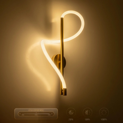 kelvo® GLOW 61682 Μοντέρνο Φωτιστικό Τοίχου - Απλίκα LED 24W 2400lm 360° AC 220-240V IP20 Ρυθμιζόμενο Λευκό CCT με On/Off 2700K/4500K/6000K - Lumileds SMD Chip - Χρυσό Πλατίνα & Λευκό Νήμα - Μ30 x Π15 x Υ70cm - 3 Χρόνια Εγγύηση