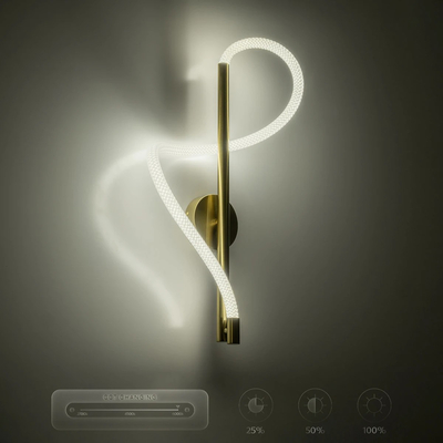 kelvo® GLOW 61682 Μοντέρνο Φωτιστικό Τοίχου - Απλίκα LED 24W 2400lm 360° AC 220-240V IP20 Ρυθμιζόμενο Λευκό CCT με On/Off 2700K/4500K/6000K - Lumileds SMD Chip - Χρυσό Πλατίνα & Λευκό Νήμα - Μ30 x Π15 x Υ70cm - 3 Χρόνια Εγγύηση