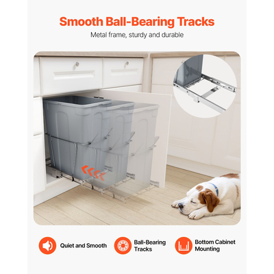 VEVOR Συρόμενος κάδος απορριμμάτων κάτω από το ντουλάπι της κουζίνας