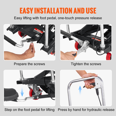 Επιτραπέζιο καροτσάκι υδραυλικού ανυψωτικού VEVOR, χωρητικότητα 500 λίβρες Ύψος ανύψωσης 28,5" Χειροκίνητο Τραπέζι ανύψωσης μονής ψαλίδας με 4 ρόδες και αντιολισθητικό μαξιλαράκι, υδραυλικό καρότσι με ψαλίδια για χειρισμό υλικού, μαύρο