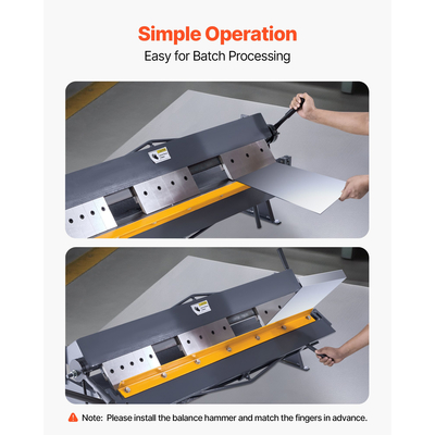 Φρένο VEVOR Box and Pan, Φρένο κάμψης λαμαρίνας 1270 mm, Χωρητικότητα μαλακού χάλυβα 16 Gauge, Ρυθμιζόμενη 0-135 μοίρες, Μηχανή κάμψης μετάλλου με 16 δάκτυλα, Ανθεκτική πτυσσόμενη αλουμινένια βάση για ακριβή κάμψη