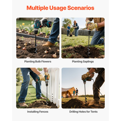Τρυπάνι VEVOR με τρυπάνι 1,57 x 16,5 ίντσες, εργαλείο φύτευσης με σπειροειδή στύλο