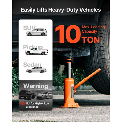 Υδραυλικός γρύλος μπουκαλιού VEVOR, γρύλος υψηλής ανύψωσης 10 τόνων (22046 λίβρες) Επισκευή αυτοκινήτων