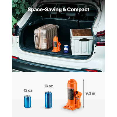 Υδραυλικός γρύλος μπουκαλιού VEVOR, γρύλος υψηλής ανύψωσης 10 τόνων (22046 λίβρες) Επισκευή αυτοκινήτων