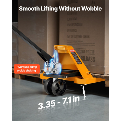 Παλετοφόρος γρύλος VEVOR, χωρητικότητα φορτίου 2,5T, χειροκίνητο παλετοφόρο με περόνες 122L x 68,6W cm για χειρισμό υλικών, εύρος ύψους περονοφόρου ανυψωτικού 85-180 mm, κατάλληλο για αποθήκη, σούπερ μάρκετ, βιομηχανία