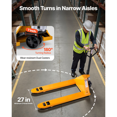 Παλετοφόρος γρύλος VEVOR, χωρητικότητα φορτίου 2,5T, χειροκίνητο παλετοφόρο με περόνες 122L x 68,6W cm για χειρισμό υλικών, εύρος ύψους περονοφόρου ανυψωτικού 85-180 mm, κατάλληλο για αποθήκη, σούπερ μάρκετ, βιομηχανία