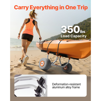 Καρότσι καγιάκ VEVOR 158,8 kg Αποσπώμενη βάση κανό με φουσκωτά ελαστικά PU 30,5 cm