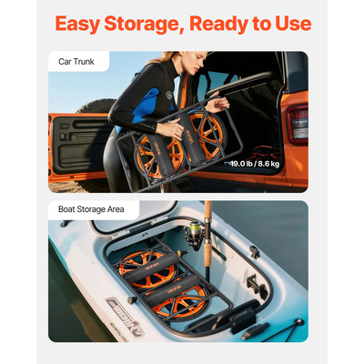 Καρότσι καγιάκ VEVOR, Χωρητικότητα φορτίου 149,7 kg, Τροχήλατο καρότσι κανό με συμπαγή ελαστικά 38,1 cm και βάση στήριξης, Συναρμολογείται και αποσυναρμολογείται σε δευτερόλεπτα, Τρόλεϊ σανίδας για καγιάκ, κανό, σανίδες κωπηλασίας