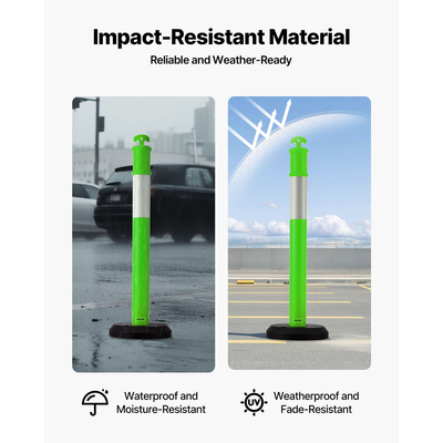 Στύλοι οριοθέτησης κυκλοφορίας VEVOR 3 τεμαχίων, κώνοι ασφάλειας κυκλοφορίας 1140 mm με γεμιζόμενη βάση και ανακλαστικές ταινίες, βαρέως τύπου στύλοι οριοθέτησης για εργοτάξια, χώρο στάθμευσης, έλεγχο πλήθους, πράσινοι