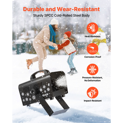 Μηχανή χιονιού VEVOR, Ισχυρή μηχανή χιονιού 1500W, Φορητή/Κρεμαστή, Ασύρματο τηλεχειριστήριο, Μηχανή χιονονιφάδων με δεξαμενή υγρού 5L, Μηχανή κατασκευής χιονονιφάδων για διακόσμηση χριστουγεννιάτικου πάρτι εξωτερικού και εσωτερικού χώρου