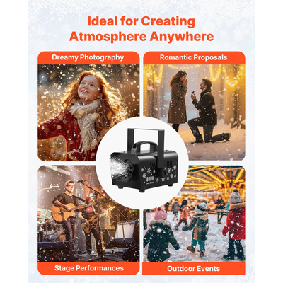 Μηχανή χιονιού VEVOR, Ισχυρή μηχανή χιονιού 1500W, Φορητή/Κρεμαστή, Ασύρματο τηλεχειριστήριο, Μηχανή χιονονιφάδων με δεξαμενή υγρού 5L, Μηχανή κατασκευής χιονονιφάδων για διακόσμηση χριστουγεννιάτικου πάρτι εξωτερικού και εσωτερικού χώρου