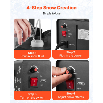 Μηχανή χιονιού VEVOR, Ισχυρή μηχανή ψεύτικου χιονιού χειρός/κρεμαστή 650W, μηχανή κατασκευής νιφάδων χιονιού με φορητή λαβή, μηχανή τεχνητής χιονιού εξωτερικού και εσωτερικού χώρου για διακοπές, πάρτι με DJ και χριστουγεννιάτικη διακόσμηση