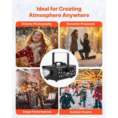 Μηχανή χιονιού VEVOR, Ισχυρή μηχανή ψεύτικου χιονιού χειρός/κρεμαστή 650W, μηχανή κατασκευής νιφάδων χιονιού με φορητή λαβή, μηχανή τεχνητής χιονιού εξωτερικού και εσωτερικού χώρου για διακοπές, πάρτι με DJ και χριστουγεννιάτικη διακόσμηση
