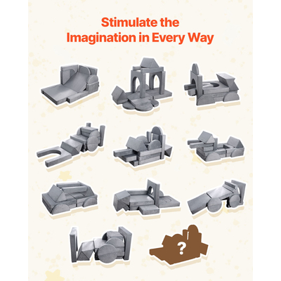 VEVOR Παιδικός καναπές παιχνιδιού, τμηματικός καναπές νηπίων με μπράτσα, σφουγγάρι 28D & κοντό πέλος, Μετατρέψιμος παιδικός καναπές DIY δημιουργικός συνδυασμός για Playroom, υπνοδωμάτιο, σαλόνι, 14 τεμάχια, γκρι