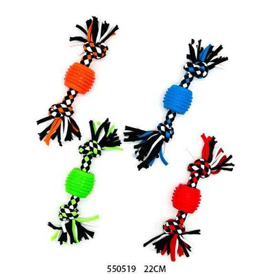 Παιχνίδι σκύλου σχοινί με μπάλα μασητική - 22cm - 12pcs - 550519