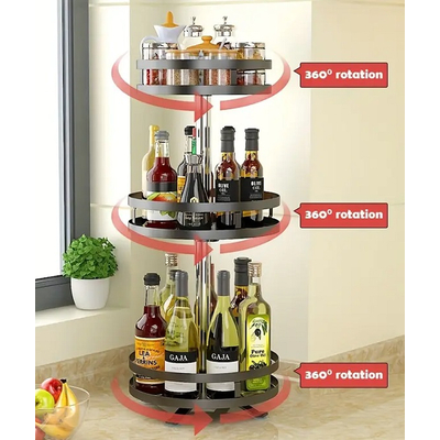 Ραφιέρα οργάνωσης κουζίνας περιστρεφόμενη τριώροφη - 11903 - 114012