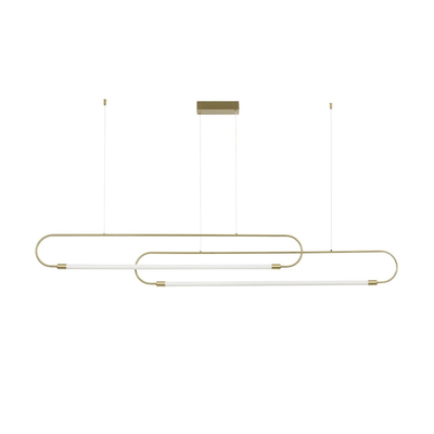 kelvo® GLOW 61665 Μοντέρνο Κρεμαστό Φωτιστικό Οροφής LED 28W 2800lm 360° AC 220-240V IP20 Ρυθμιζόμενο Λευκό CCT με Χειριστήριο από 2700K έως 6000K Dimmable - Lumileds SMD Chip - Χρυσό Πλατίνα & Λευκό Νήμα - Μ160 x Π3 x Υ25cm - 3 Χρόνια Εγγύηση