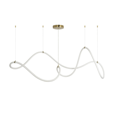 kelvo® GLOW 61668 Μοντέρνο Κρεμαστό Φωτιστικό Οροφής LED 65W 6500lm 360° AC 220-240V IP20 Ρυθμιζόμενο Λευκό CCT με Χειριστήριο από 2700K έως 6000K Dimmable - Lumileds SMD Chip - Χρυσό Πλατίνα & Λευκό Νήμα - Μ150 x Π150 x Υ80cm - 3 Χρόνια Εγγύηση