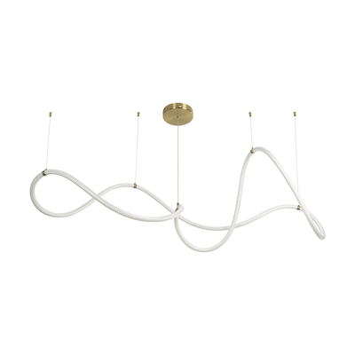 kelvo® GLOW 61668 Μοντέρνο Κρεμαστό Φωτιστικό Οροφής LED 65W 6500lm 360° AC 220-240V IP20 Ρυθμιζόμενο Λευκό CCT με Χειριστήριο από 2700K έως 6000K Dimmable - Lumileds SMD Chip - Χρυσό Πλατίνα & Λευκό Νήμα - Μ150 x Π150 x Υ80cm - 3 Χρόνια Εγγύηση