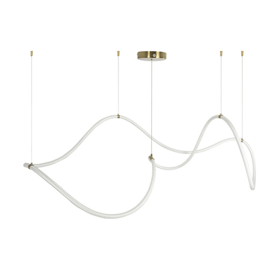 kelvo® GLOW 61668 Μοντέρνο Κρεμαστό Φωτιστικό Οροφής LED 65W 6500lm 360° AC 220-240V IP20 Ρυθμιζόμενο Λευκό CCT με Χειριστήριο από 2700K έως 6000K Dimmable - Lumileds SMD Chip - Χρυσό Πλατίνα & Λευκό Νήμα - Μ150 x Π150 x Υ80cm - 3 Χρόνια Εγγύηση