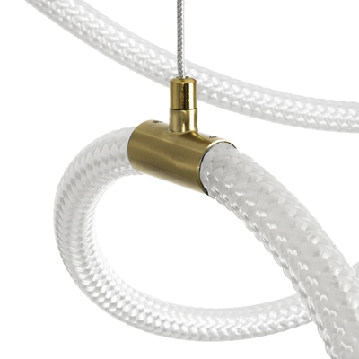 kelvo® GLOW 61668 Μοντέρνο Κρεμαστό Φωτιστικό Οροφής LED 65W 6500lm 360° AC 220-240V IP20 Ρυθμιζόμενο Λευκό CCT με Χειριστήριο από 2700K έως 6000K Dimmable - Lumileds SMD Chip - Χρυσό Πλατίνα & Λευκό Νήμα - Μ150 x Π150 x Υ80cm - 3 Χρόνια Εγγύηση